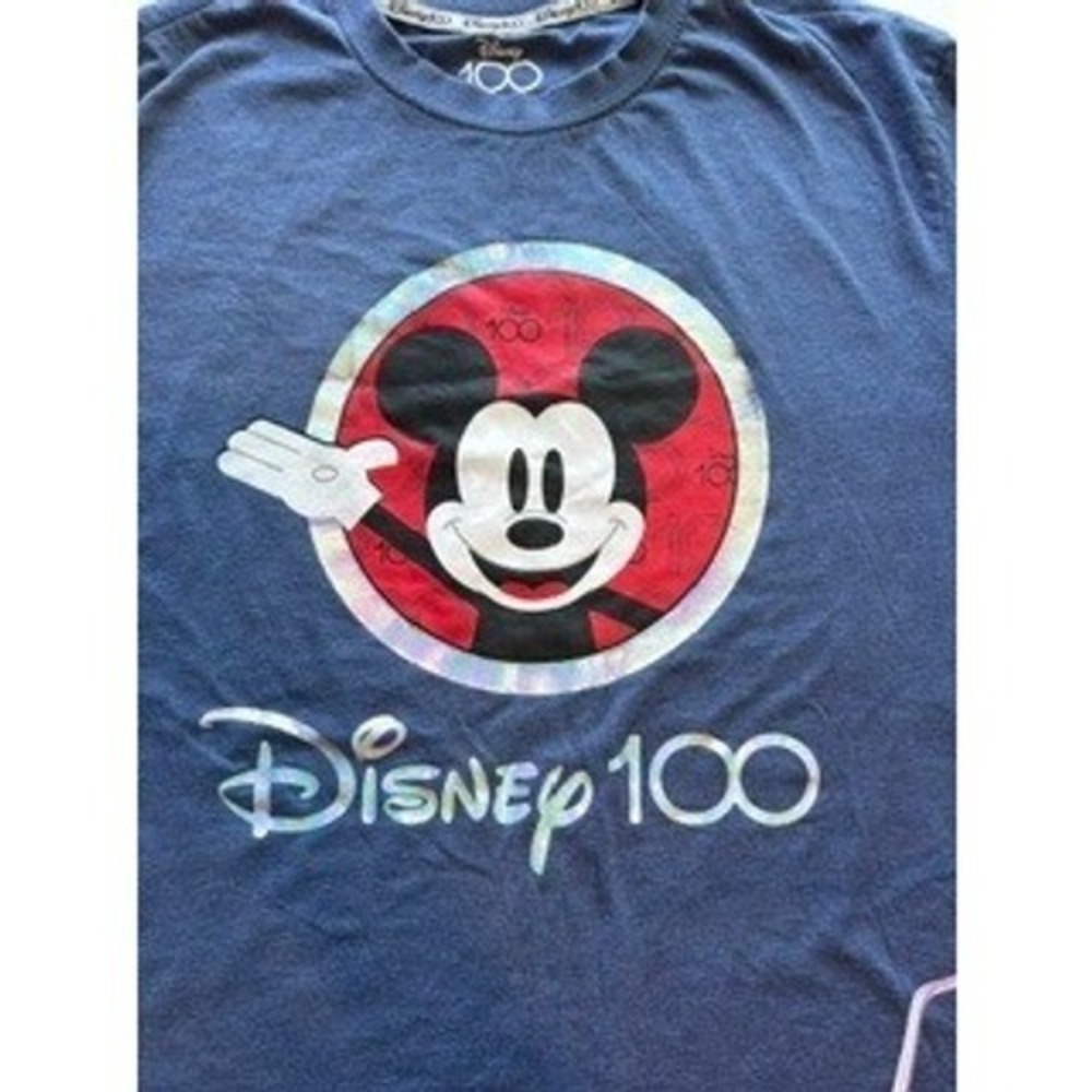 Disney 100 Years of Wonder Mickey Mouse Graphic T-Shirt Mens Large Heather Blue - Picture 2 of 3